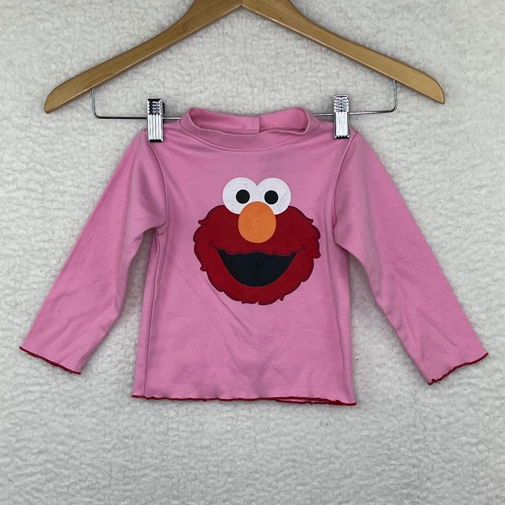 Sesame Street Elmo Pink 2T Long Sleeve Mock Neck Shirt Ruffle Toddler Girl